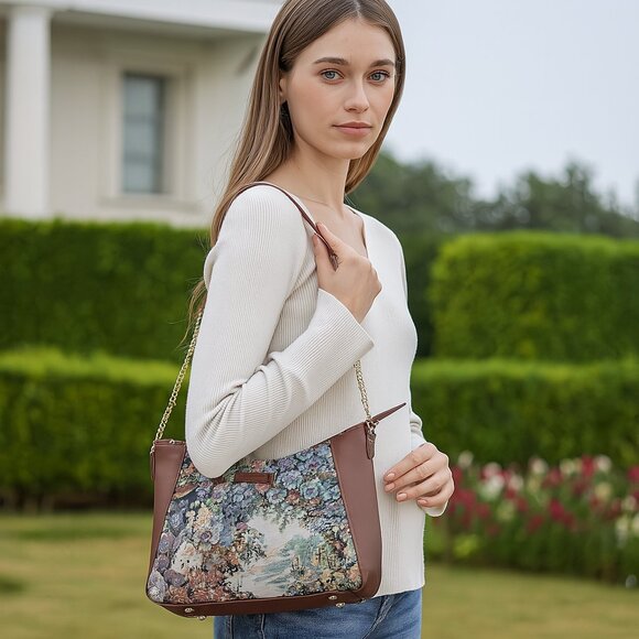 Women's Botanical Design Tapestry Fabric Hobo Bag|Shoulder Sling bag, Purse - Picture 2 of 8